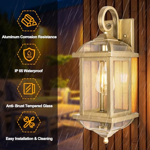 18” Gold Light Fixtures Outdoor Brass Porch Lights (Gorgeous Golden / Without Sensor)