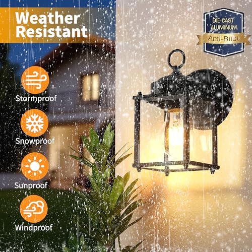 Dawn to Dusk Sensor Outdoor Wall Light Fixtures Waterproof Black Exterior Lighting Fixture Anti (Dawn to Dusk Function / 2 Pack)