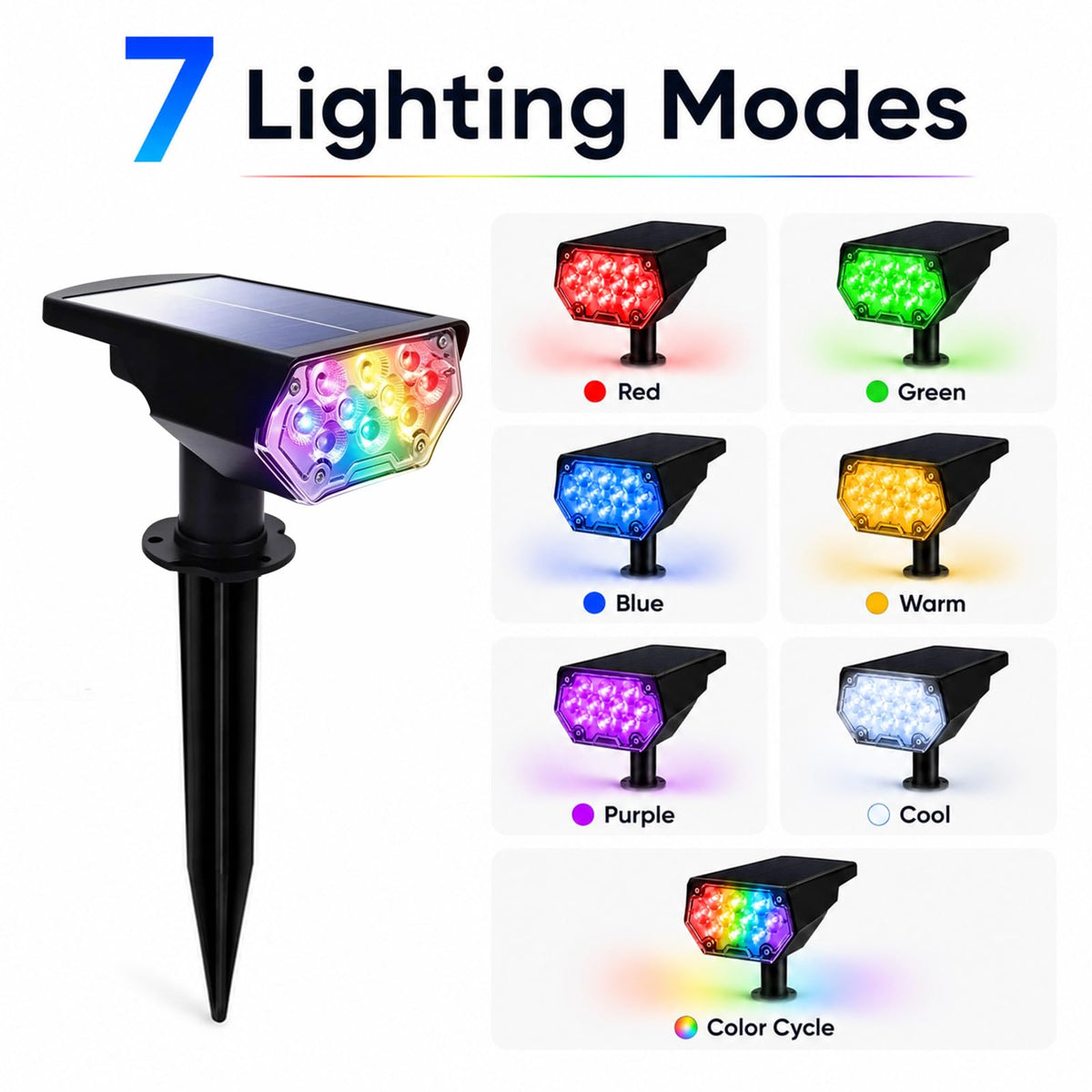 1 Pack Solar Spotlights Outdoor for Halloween DecorationRGB Color Changing (Multicolor / 1 Pack)