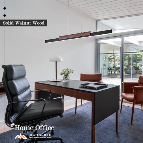 Modern LED Linear Pendant Light 52in Chandelier Lighting Dimmable (Black Wood / 51.2'')
