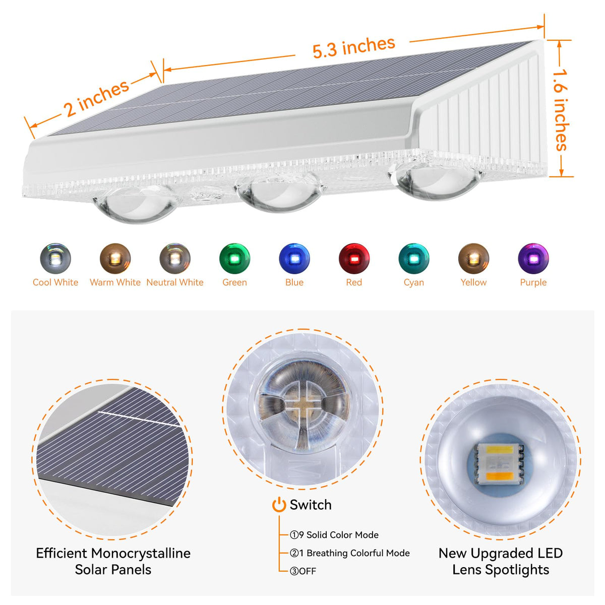Solar Fence Lights Outdoor 10 Pack (White Shell)