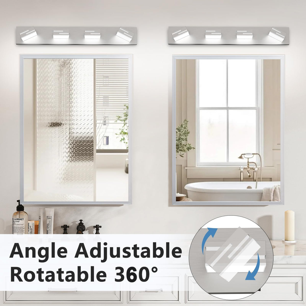 LED Modern Bathroom Vanity Light Fixtures (Nickel / 4-light, 30-inch)