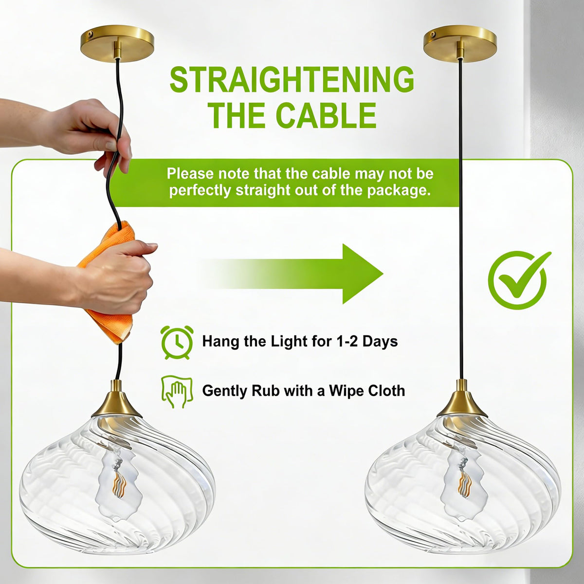 11in Gold Pendant Lights Kitchen Island with Clear Glass Shade 1Pack (Gold-Striped Clear Glass)