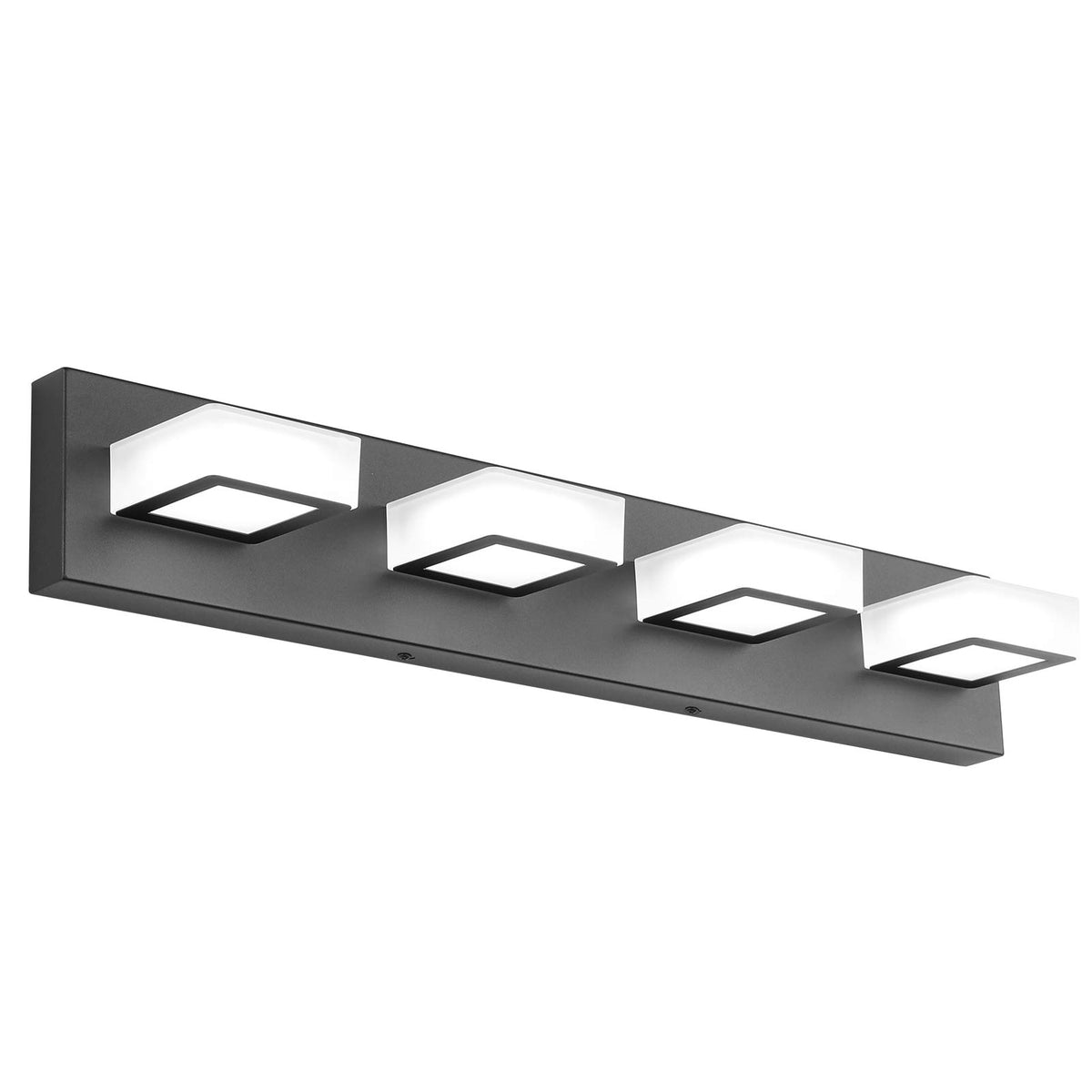 LED Black 4 Lights Acrylic Lighting Fixtures Modern Matte Black Bathroom Vanity Lights (Black-White light / 26 inch)
