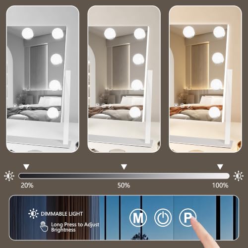 Rechargeable Vanity Mirror (White-rechargeable / 13"L x 15"W)
