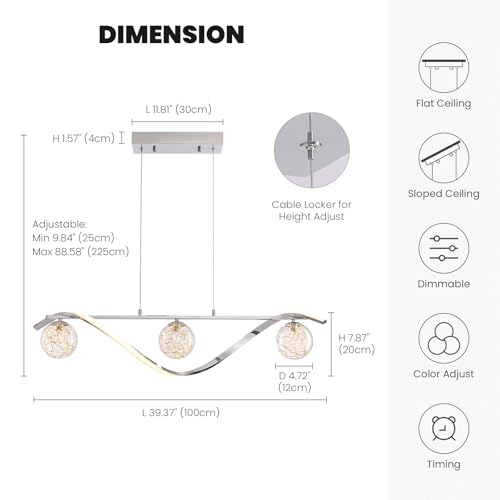 40" Dimmable Kitchen Island Lighting (Chrome)