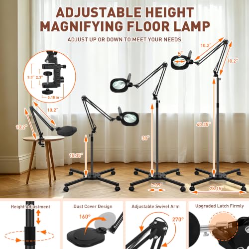 2200 Lumens 15X Esthetician Magnifying Lamp (Black)