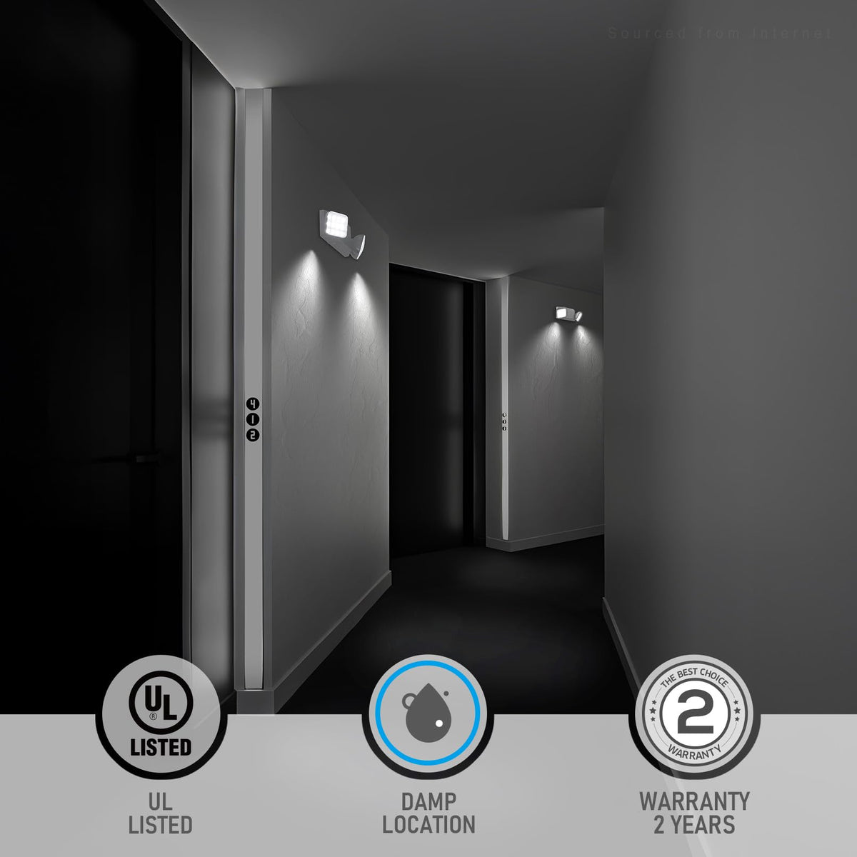 2 Pack LED Emergency Lights with Battery Backup UL Listed White (White)