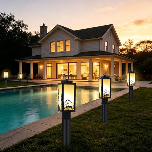 Outdoor Lamp Post Light Fixture Deer Pattern