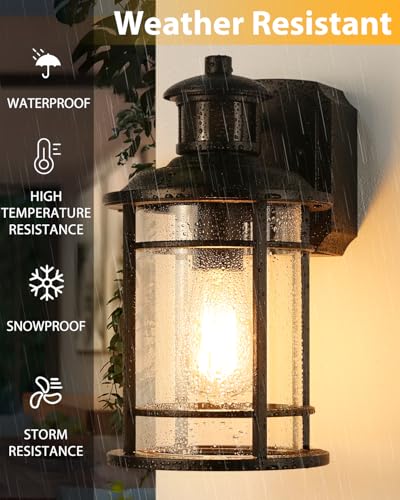 2 Pack Porch Lights with GFCI Outlet (2 Pack / Black)