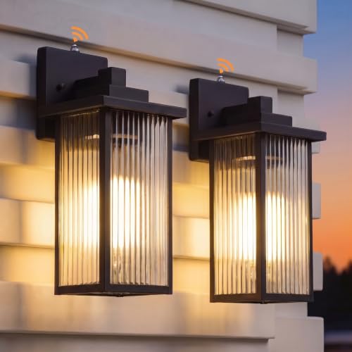 2Pack 15 Inch Dusk to Dawn Outdoor Wall Light (Black / 15''-2 Pack)