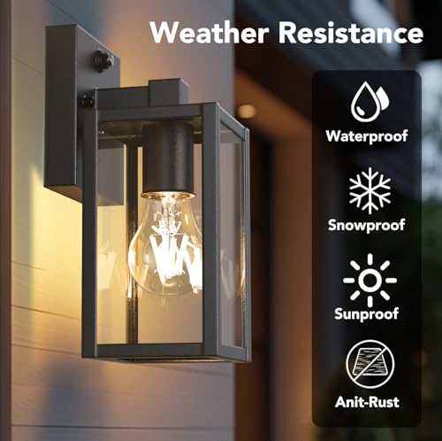 Dusk to Dawn Outdoor Light Fixtures (Black / 9.65 in (2-Pack))
