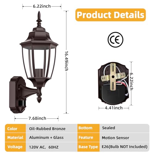 Motion Sensor Outdoor Wall Lights (Bronze / 1 Pack)