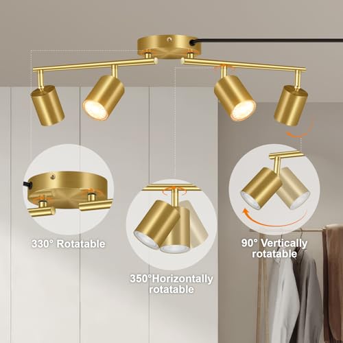 Plug in Track Lighting LED (4-Light Track Light(Gold))