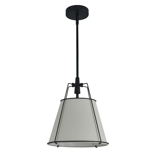 Modern Pendant Light Fixtures with 12" White Linen Fabric Shade