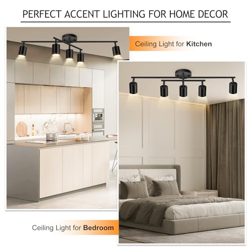 5 Light Track Lighting Kit (Rotatable-5 Light-Black)