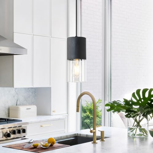 2 Pack Black Pendant Light Fixtures (Black & Transparent—Cord / 2 Pack)