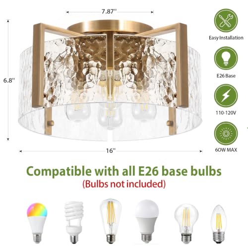 16'' Gold Semi Flush Mount Ceiling Light (Bronze Gold / 16")