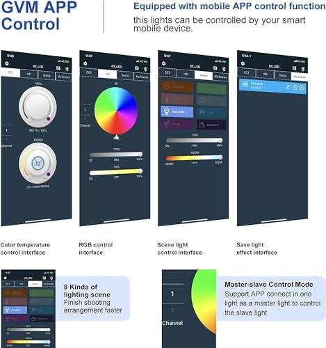 GVM RGB LED Video Light with Bluetooth Control (3 Packs Without Softbox)