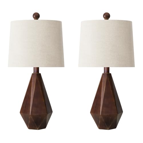 20.25" Farmhouse Table Lamps Set of 2 for Night Stands (Small - Antique Brown)