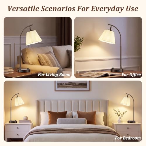 Table Lamps Set of 2 (reddish-brown base + beige shade)