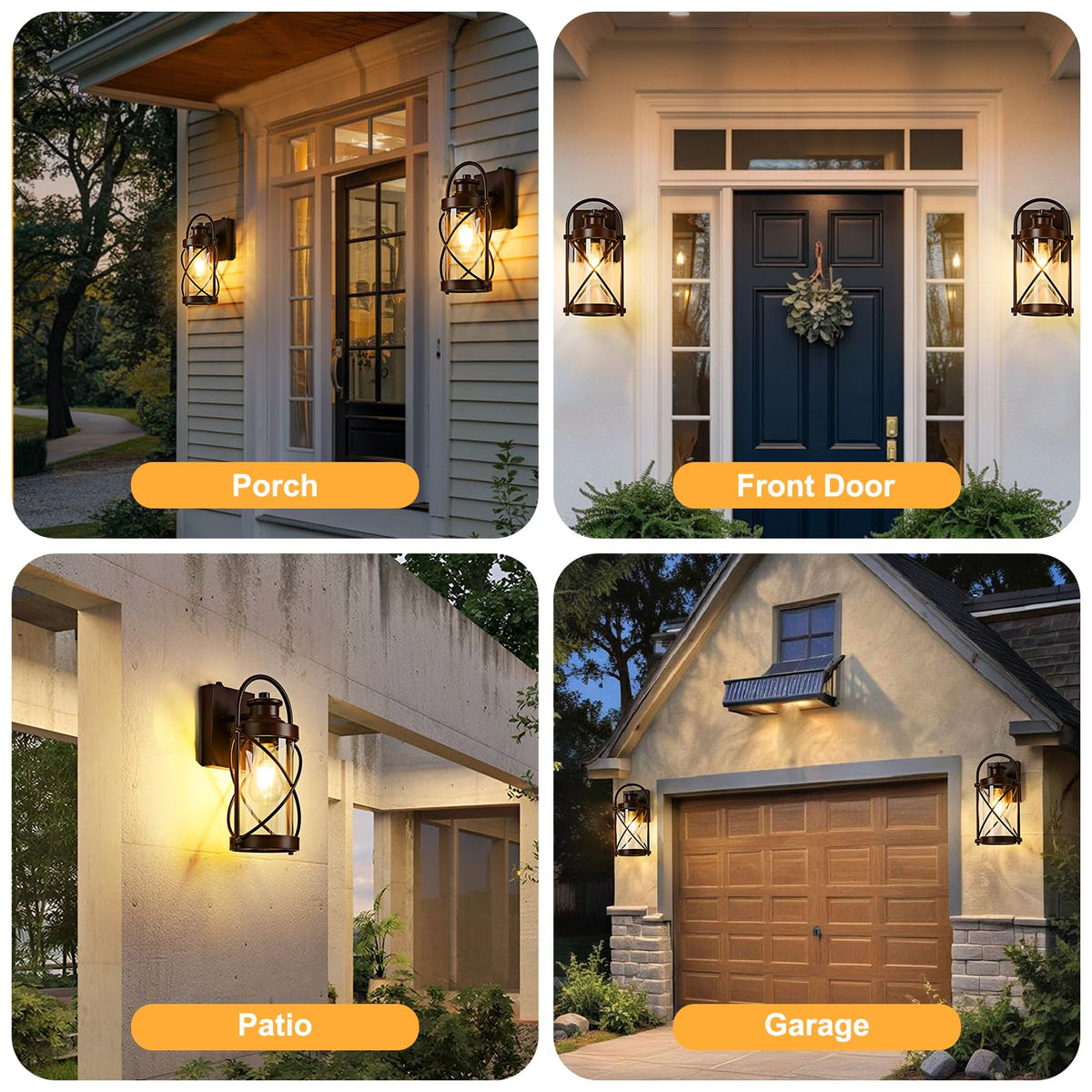 Dusk to Dawn Outdoor Wall Lights Fixtures (Coffee-Bronze / 12.8''(2-Pack))