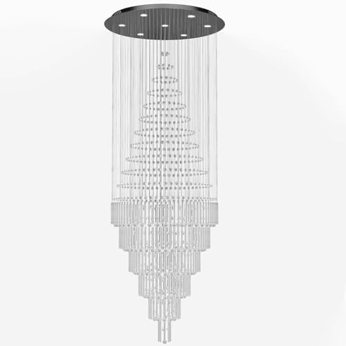 D48''X H120'' Extra Large Chandelier for High Ceilings LED Dimmable Crystal Raindrop Chandeliers Large Black Chandelier for Villa Entrance Foyer (Black / D48"X H120")