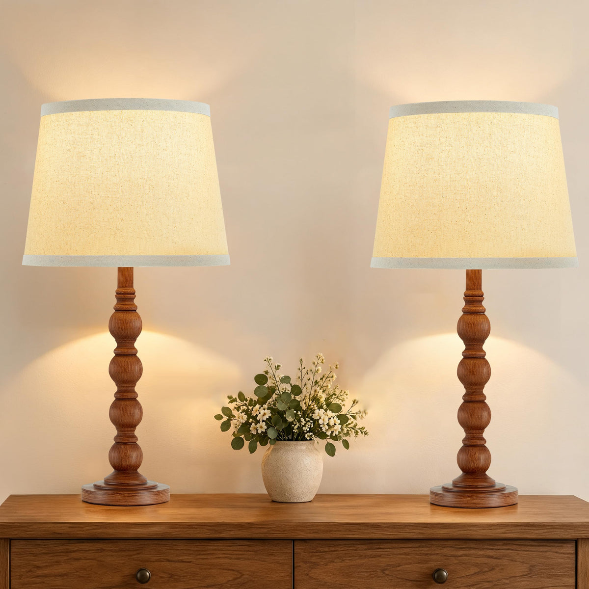 21" Farmhouse Table Lamps Set of 2 (Dark Brown)
