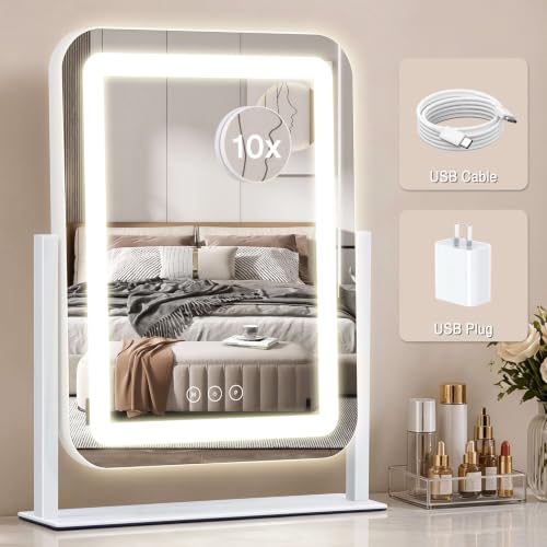 Vanity Mirror with Lights (White / 16.5"L x 13"W)