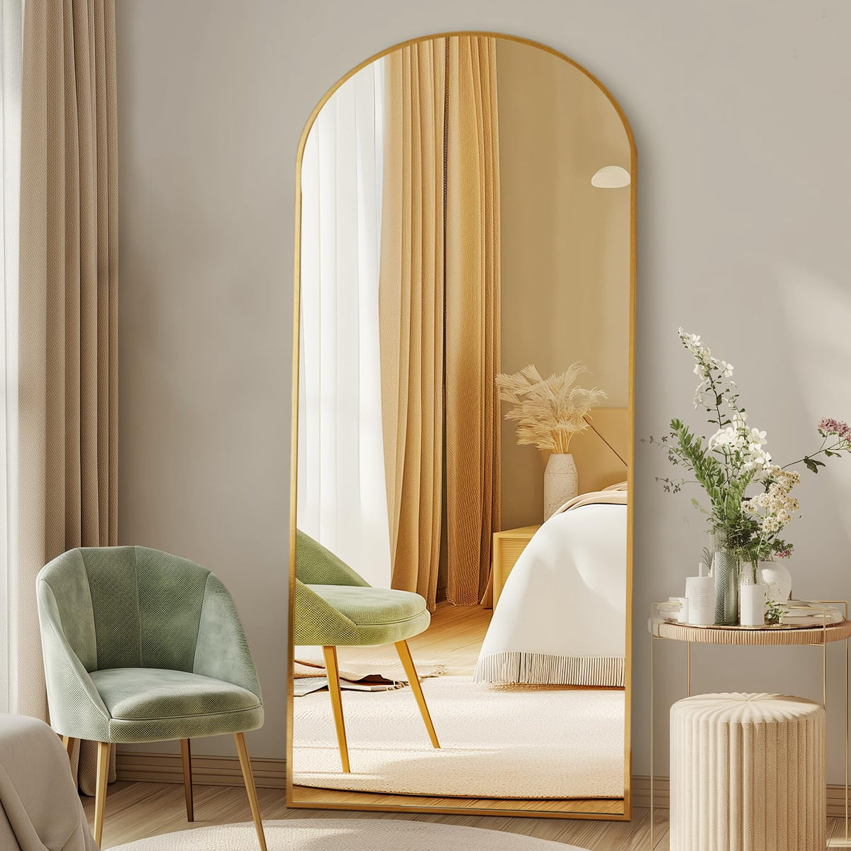 56"x21" Arched Full Length Floor Mirror (Gold-arched / 56"L x 21"W)