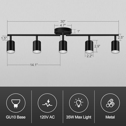 Track Lighting (Black / 30" 5 Light Track Light)
