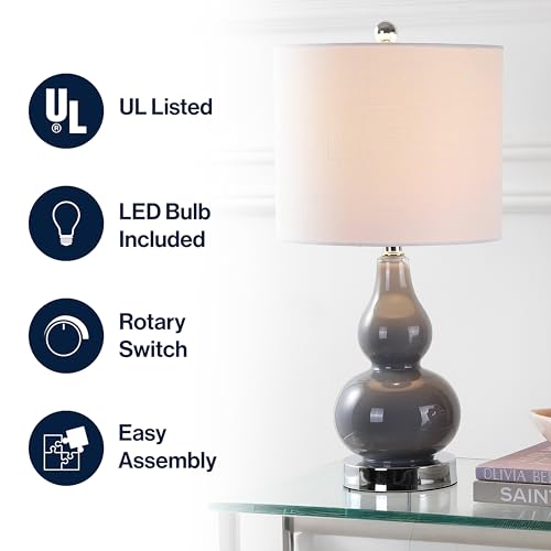 Anya Gourd Glass Table Lamp 20.5" (Single / Gray)