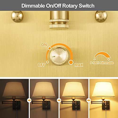 Dimmable Wall Sconce Plug in (Gold / Large)
