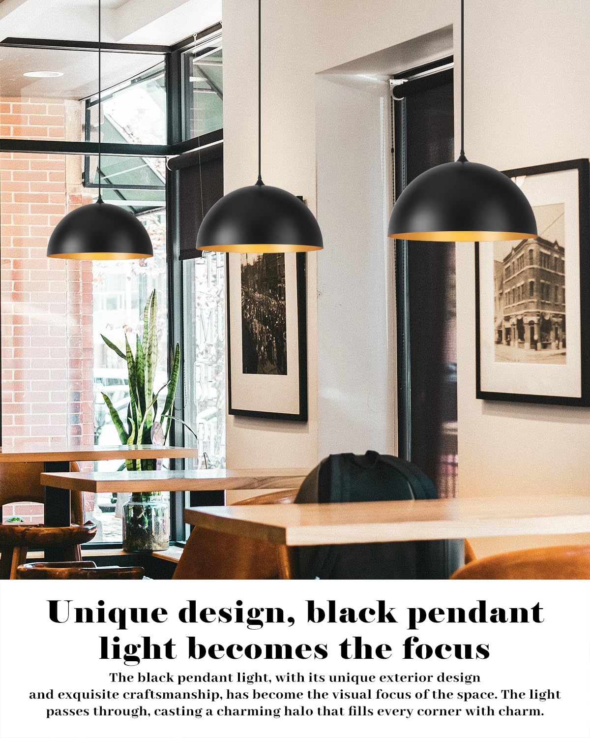 Black Pendant Lights Kitchen Island (Black+Gold / 16"x2)