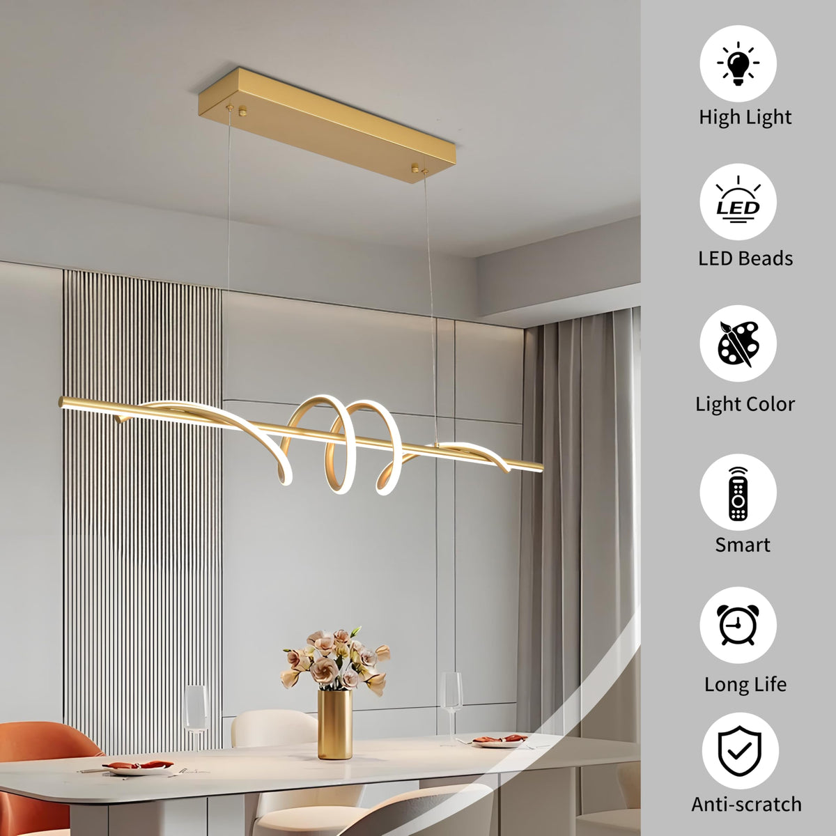Modern LED Pendant Light (Gold)