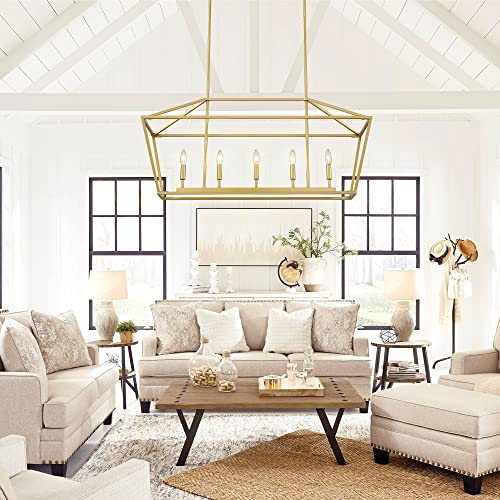 40in Gold Linear Cage Chandelier (Gold)