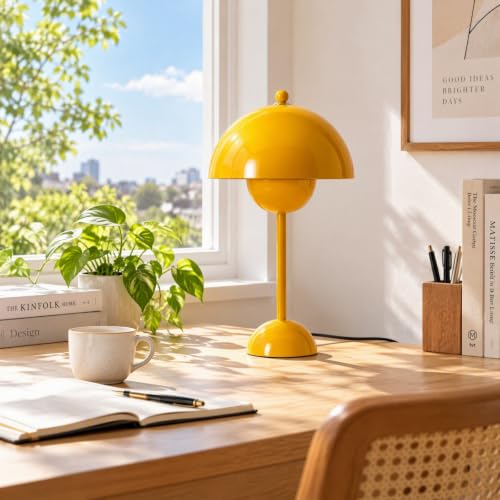 Creative Mid Century Modern Bud Table Lamp for Home&Office (Melon Yellow)