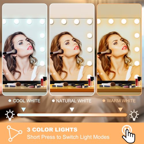 Vanity Mirror with Lights (Black / 23"L x 18"W)