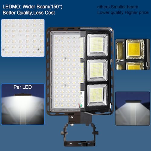 LED Parking Lot Light 350W Flood Light Outdoor 525000lm Dusk to Dawn 5000K Adjustable Trunion Mount Yard Area Lighting Commercial Wall Mount LED Shoebox Lighting for Shop Garage Barn Warehouse (350W-1 Pack-Trunion Mount)