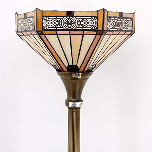 Tiffany Floor Lamp Yellow Hexagon Stained Glass Mission Light