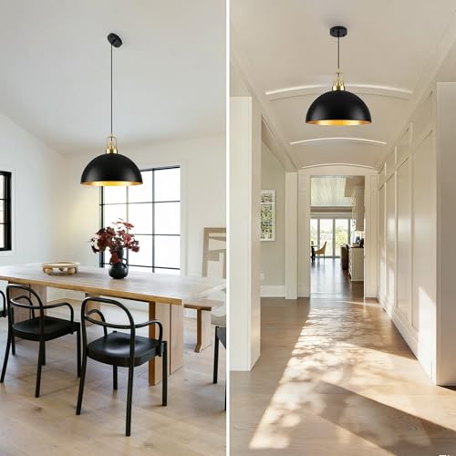 16 inch Dome Pendant Light (Black & Gold / 16 inch)