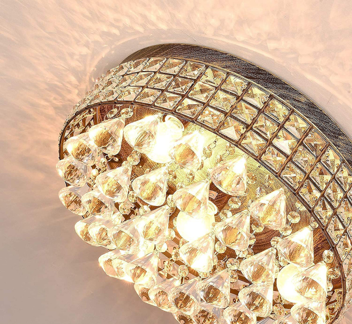 4 Light Traditional Crystal Chandelier (15"Wx7.3"H / Bronze)