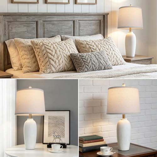 26 Inch Farmhouse Ceramic Jar Table Lamp Single (Cream White-1Pack)