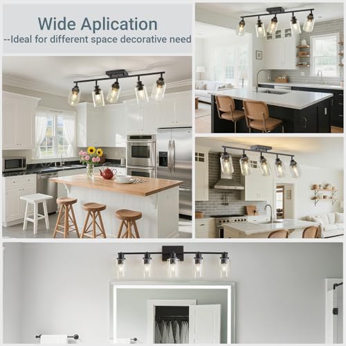 5 Light Kitchen Track Light Fixtures Ceiling Vanity Lights Black (Black / 5-Light)