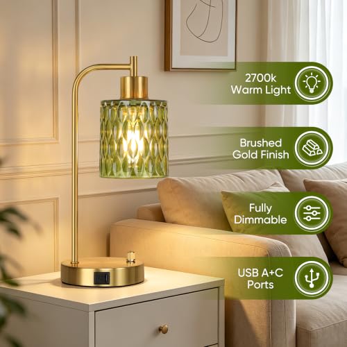 Table Lamps Set of 2 (Gold&Green-3)