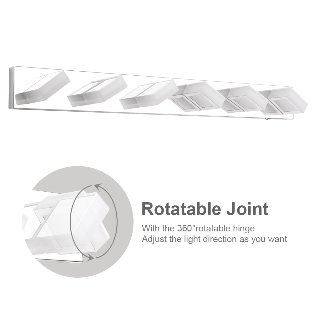 Modern Chrome Bathroom Vanity Lights 5 Color Temperature Dimmable Acrylic Modern LED Bathroom Vanity Lighting Fixtures Chrome 40.4inch (Chrome-5 CCT / 40.4 inch)