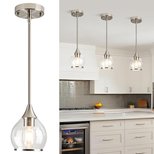 1 Piece Brushed Nickel Island Light for Kitchen (Brushed Nickel / 1-Light Pole Style)