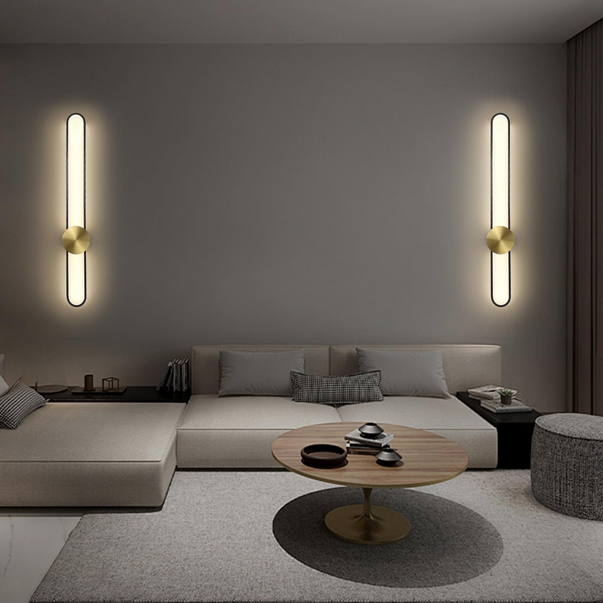 Modern Wall Sconce 4000K Dimmable LED Wall Light Fixture (Black / 43.3 inch, 4000K)