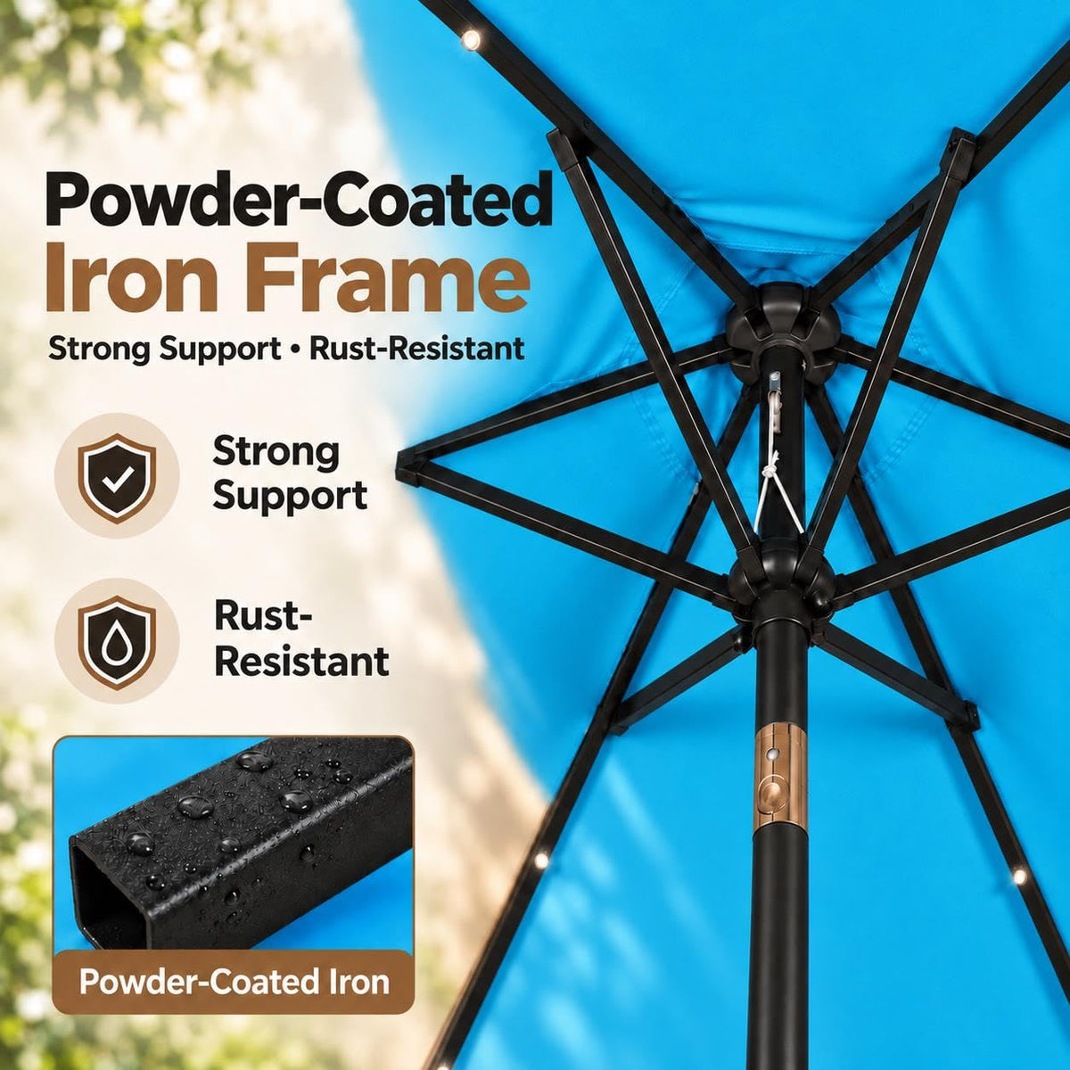 7.5FT Solar Patio Umbrella w (Sky Blue / 7.5FT)
