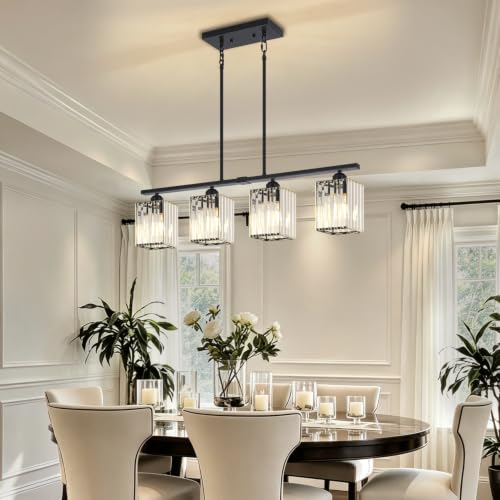 4 Light Modern Crystal Kitchen Island Lighting